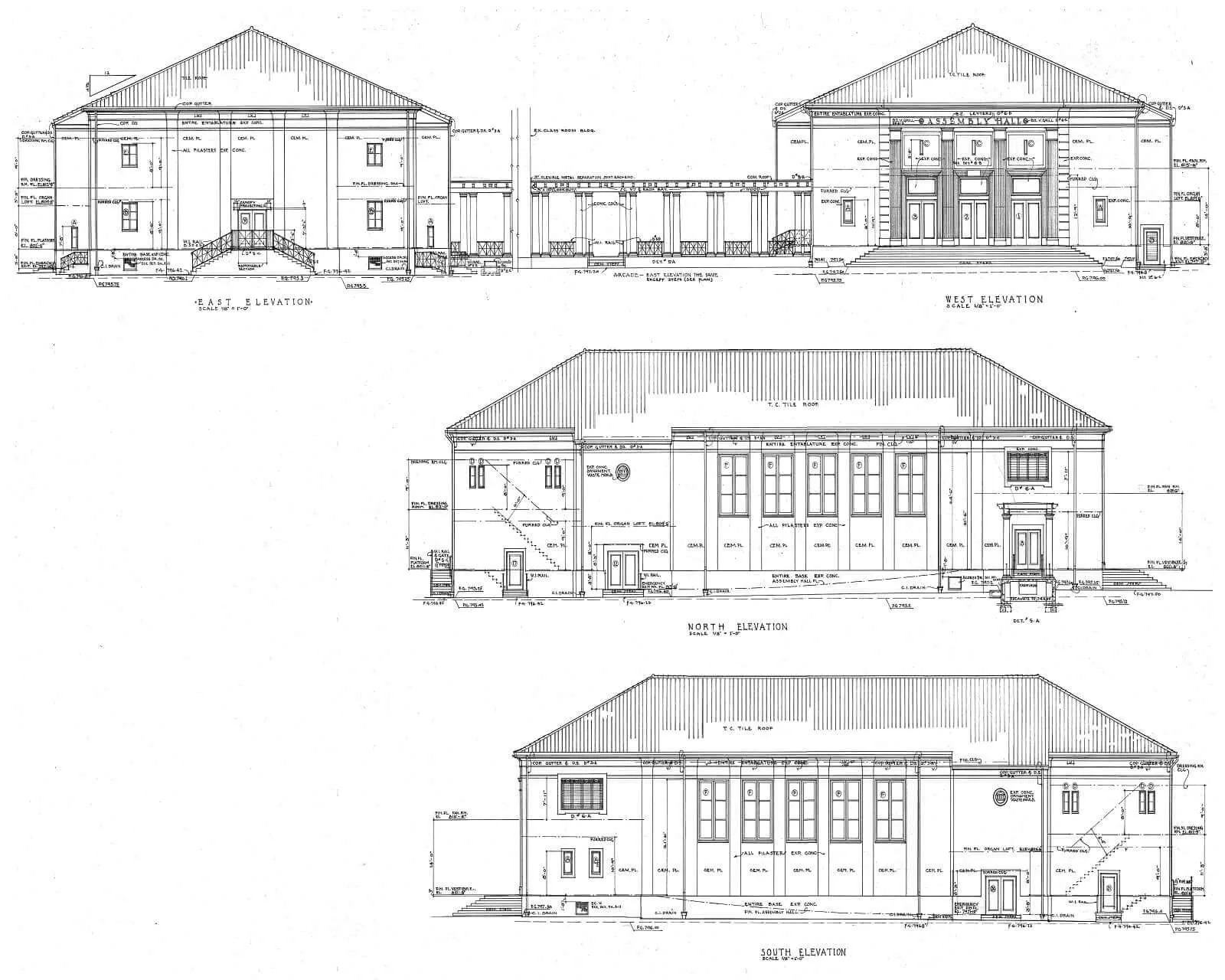 Scanned 1938 exterior elevations